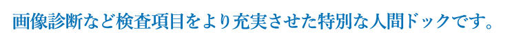 画像診断など検査項目をより充実させた特別な人間ドックです。